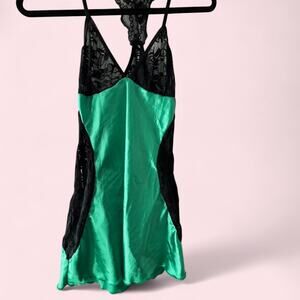 Green black lace slip
